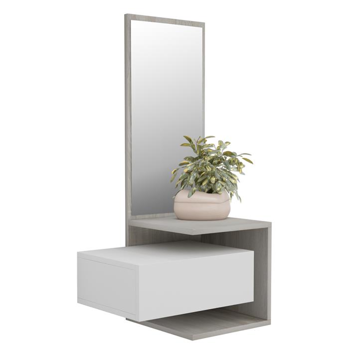 ENTRYWAY FURNITURE WITH MIRROR MEARA HM8984.14 MELAMINE IN SONAMA-WHITE 49,1x31,3x90Hcm.