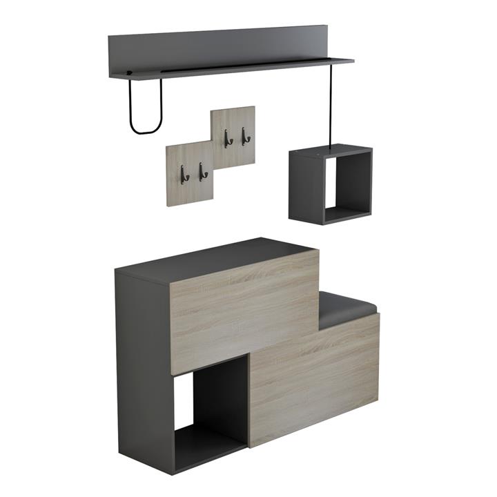 ENTRYWAY FURNITURE SET CERB HM8957.11 MELAMINE IN SONAMA-GREY 120x20x72Hcm.
