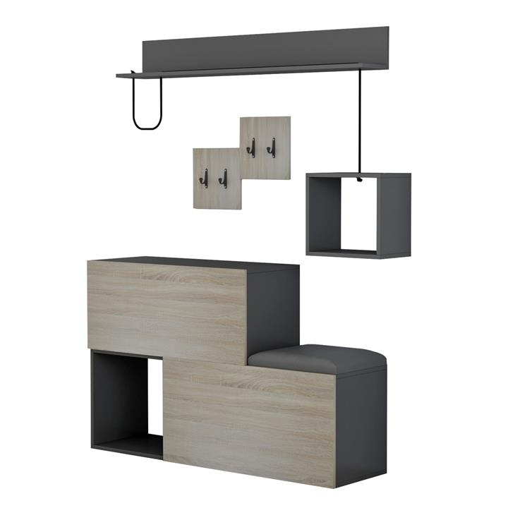 ENTRYWAY FURNITURE SET CERB HM8957.11 MELAMINE IN SONAMA-GREY 120x20x72Hcm.