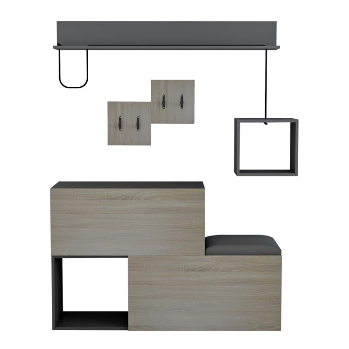 ENTRYWAY FURNITURE SET CERB HM8957.11 MELAMINE IN SONAMA-GREY 120x20x72Hcm.