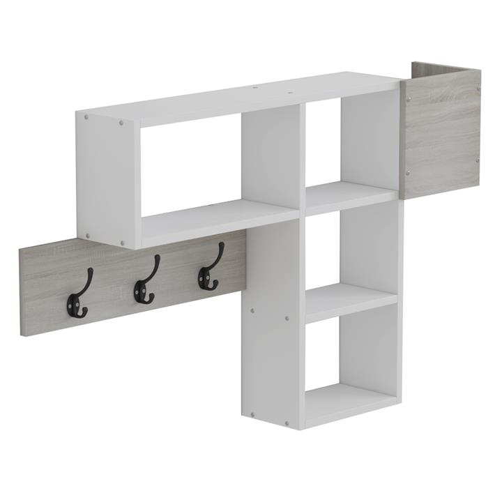 ENTRYWAY HANGER WITH SHELVES HARLAN HM8973.12 MELAMINE IN SONAMA-WHITE 99,5x15x61Hcm.