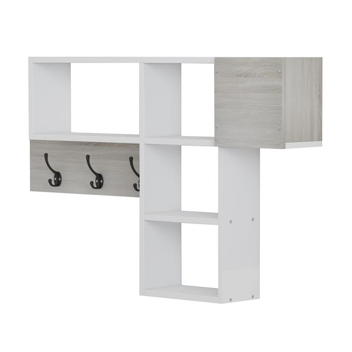 ENTRYWAY HANGER WITH SHELVES HARLAN HM8973.12 MELAMINE IN SONAMA-WHITE 99,5x15x61Hcm.