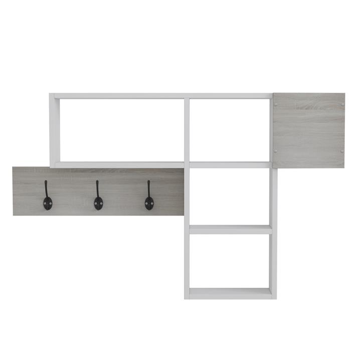 ENTRYWAY HANGER WITH SHELVES HARLAN HM8973.12 MELAMINE IN SONAMA-WHITE 99,5x15x61Hcm.