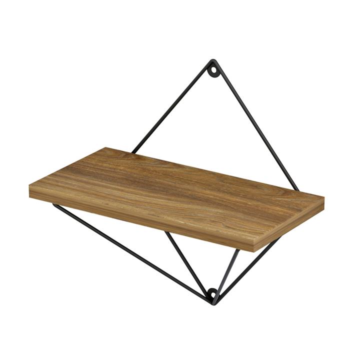WALL SHELVES 2PCS SET ZANNARD HM8929.11 BLACK METAL-MELAMINE IN NATURAL 30x14x30Hcm.