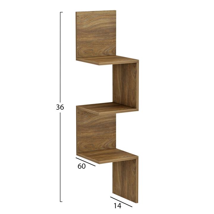 WALL CORNER SHELVES/BOOKCASE ILLUSION HM8935.11 MELAMINE IN NATURAL 25x25x105,4Hcm.