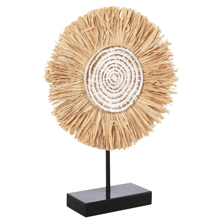 TABLE DECORATION HM4224 GRASS IN NATURAL-BLACK WOODEN BASE 18x9x43Hcm.