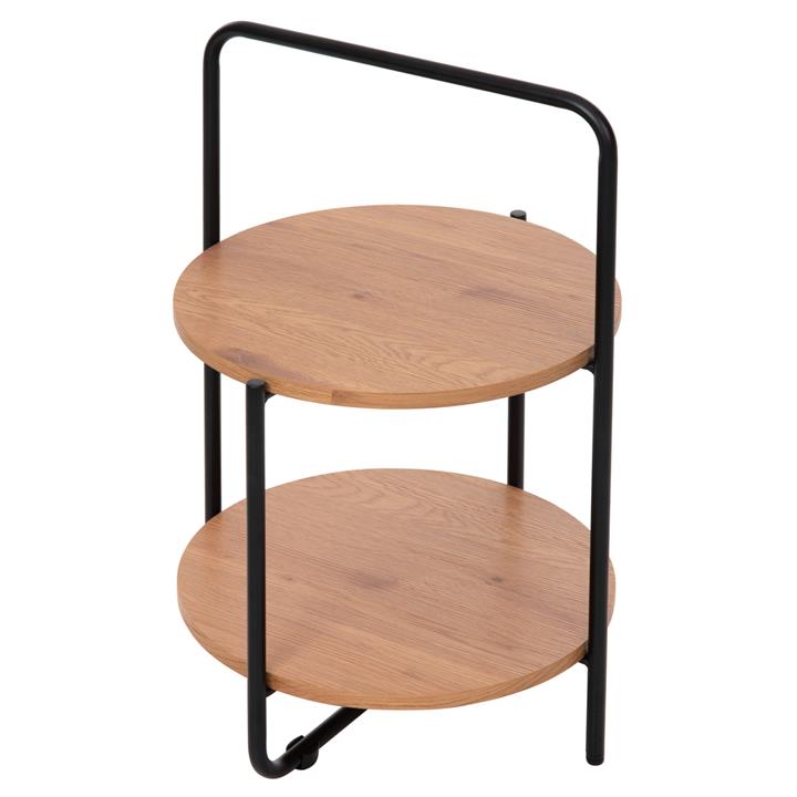 SIDE TABLE SYLO HM9618.01 MDF IN NATURAL COLOR-BLACK METAL FRAME Φ44x66Hcm.