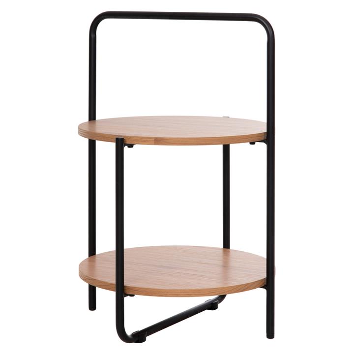 SIDE TABLE SYLO HM9618.01 MDF IN NATURAL COLOR-BLACK METAL FRAME Φ44x66Hcm.