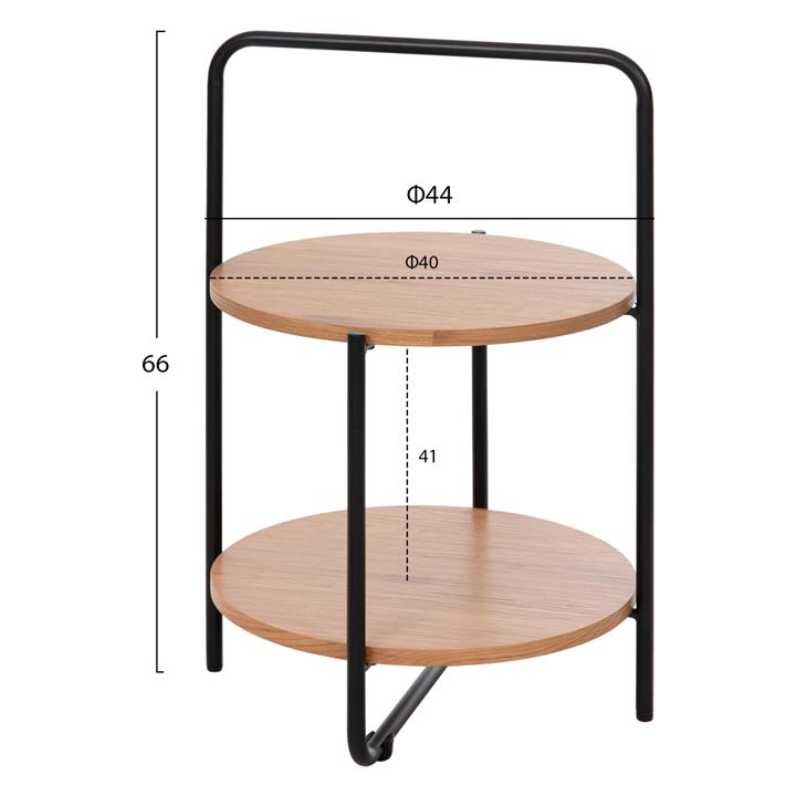 SIDE TABLE SYLO HM9618.01 MDF IN NATURAL COLOR-BLACK METAL FRAME Φ44x66Hcm.