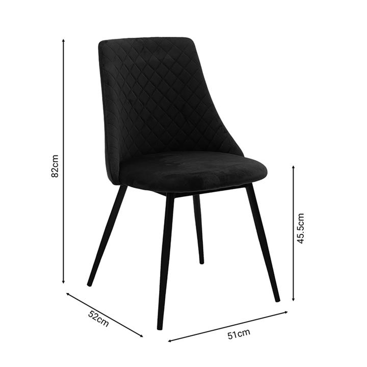Chair Giselle pakoworld black velvet-black leg
