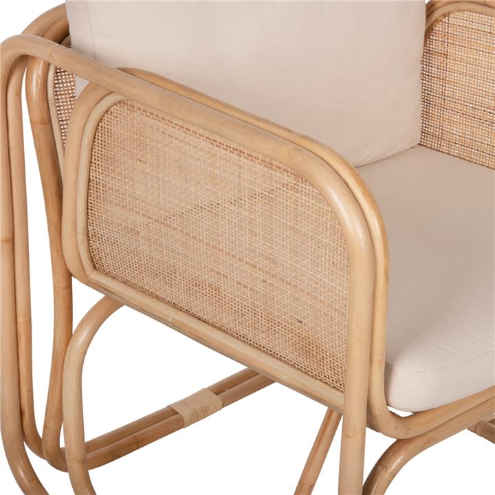 ARMCHAIR WENDY HM9816 RATTAN IN NATURAL POLISHED COLOR-WHITE CUSHIONS 73x72x84Hcm.