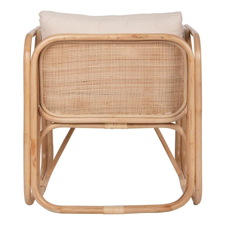 ARMCHAIR WENDY HM9816 RATTAN IN NATURAL POLISHED COLOR-WHITE CUSHIONS 73x72x84Hcm.
