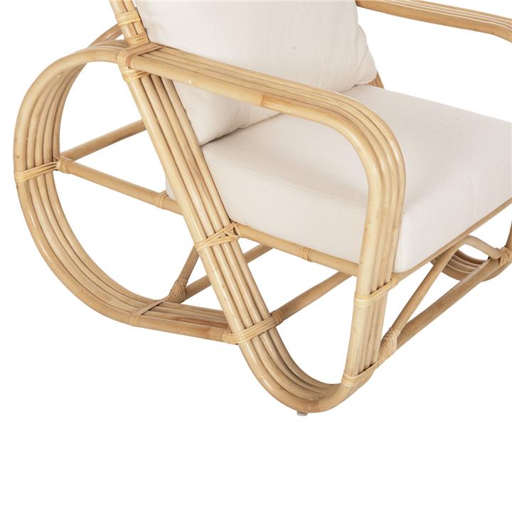 ARMCHAIR BARONESS HM9813 NATURAL RATTAN AND WHITE CUSHIONS 81x90x92Hcm.