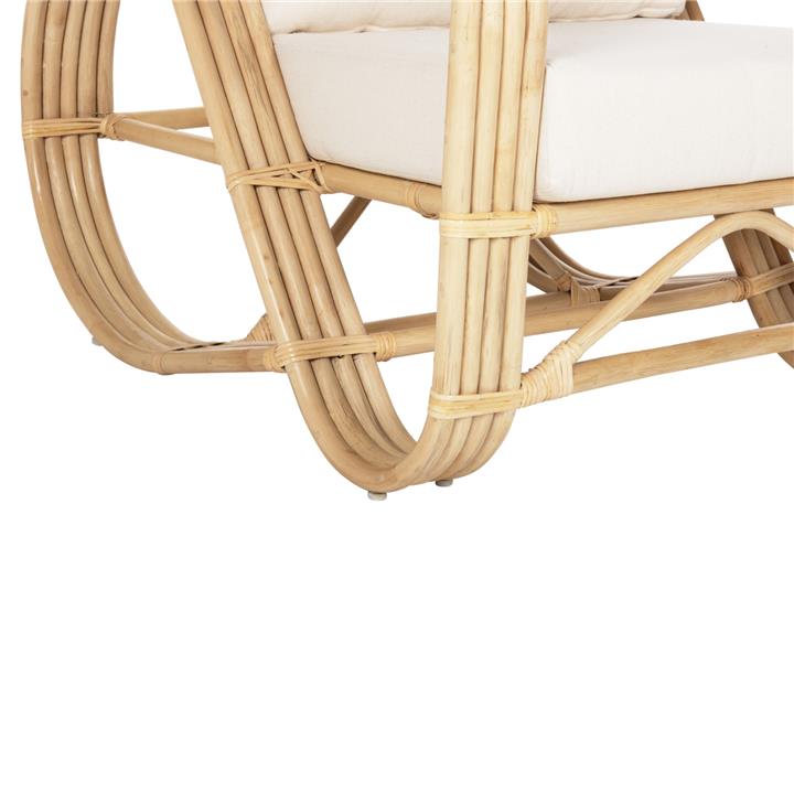 ARMCHAIR BARONESS HM9813 NATURAL RATTAN AND WHITE CUSHIONS 81x90x92Hcm.