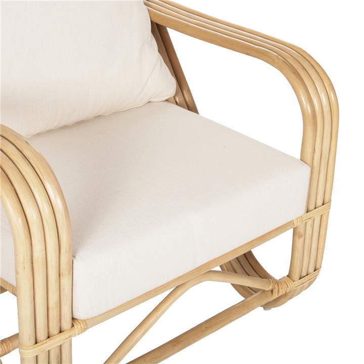 ARMCHAIR BARONESS HM9813 NATURAL RATTAN AND WHITE CUSHIONS 81x90x92Hcm.