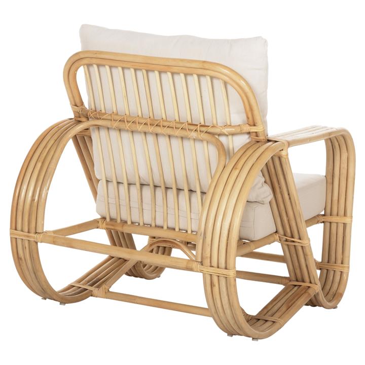 ARMCHAIR BARONESS HM9813 NATURAL RATTAN AND WHITE CUSHIONS 81x90x92Hcm.