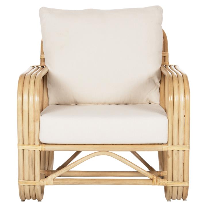 ARMCHAIR BARONESS HM9813 NATURAL RATTAN AND WHITE CUSHIONS 81x90x92Hcm.