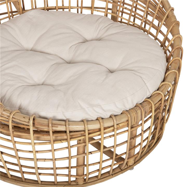 ARMCHAIR-NEST ENTO HM9814 RATTAN IN NATURAL SHADE-WHITE CUSHION 106x94x82Hcm.