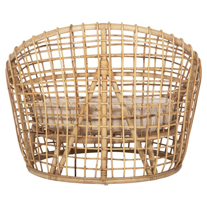 ARMCHAIR-NEST ENTO HM9814 RATTAN IN NATURAL SHADE-WHITE CUSHION 106x94x82Hcm.