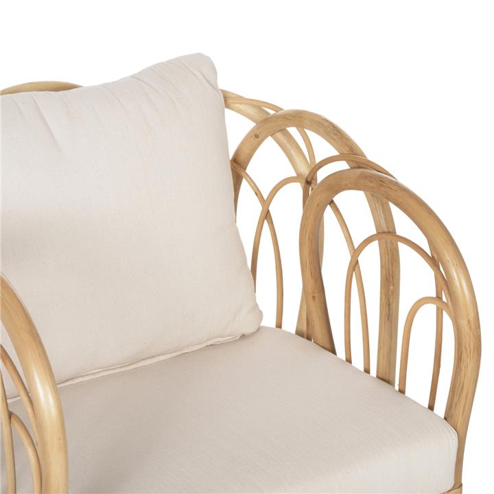 ARMCHAIR ESTOR HM9817 RATTAN IN NATURAL-WHITE CUSHION 78x75x92Hcm.