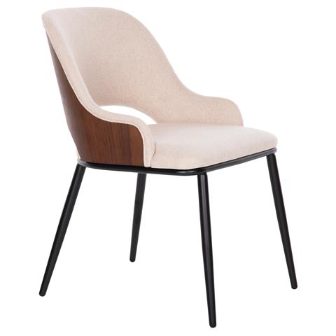 DINING CHAIR DELF HM9617.04 BEIGE FABRIC-BLACK METAL LEGS-WOODEN BACK IN WALNUT 48x55x76Hcm.