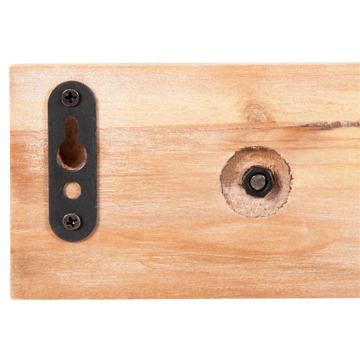 WALL MIRROR ROUND SCUTTLE HM4222 FIR WOOD & MDF-BLACK METAL 80x6,5x30,5Hcm.