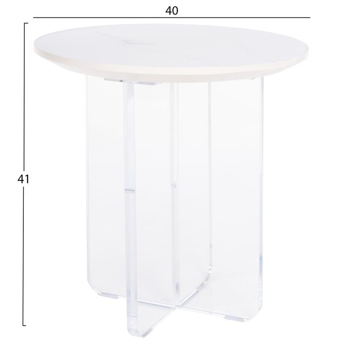 COFFEE TABLE ACRYLON HM9779.01 HPL WHITE MARBLE-ACRYLIC LEGS Φ40x41Hcm.