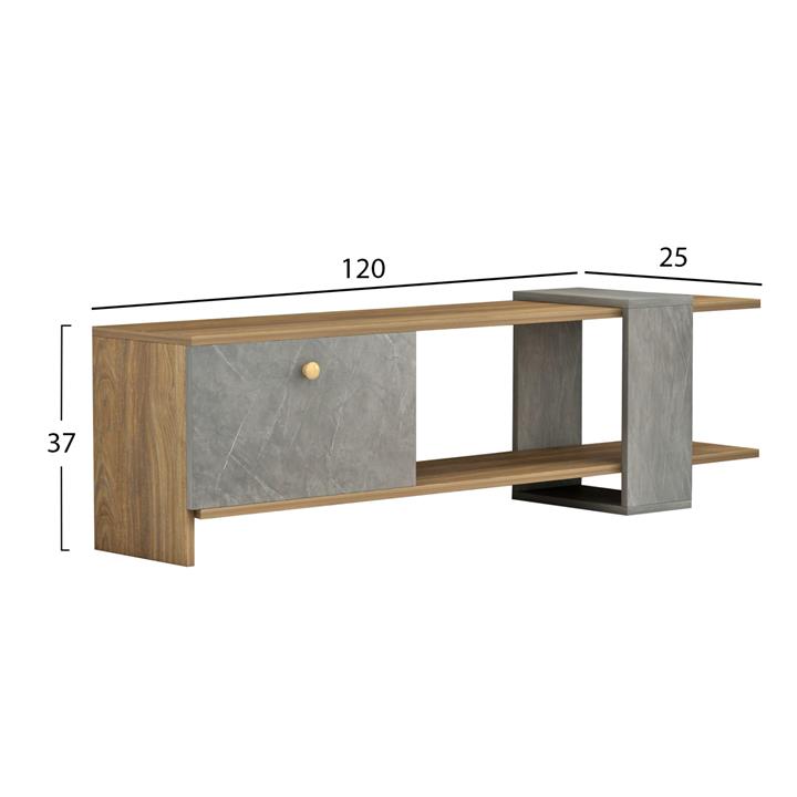 TV FURNITURE HENRIETTE HM8900.13 MELAMINE IN NATURAL-STONE TEXTURE 120x25x37Hcm.