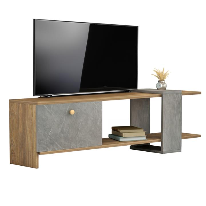 TV FURNITURE HENRIETTE HM8900.13 MELAMINE IN NATURAL-STONE TEXTURE 120x25x37Hcm.
