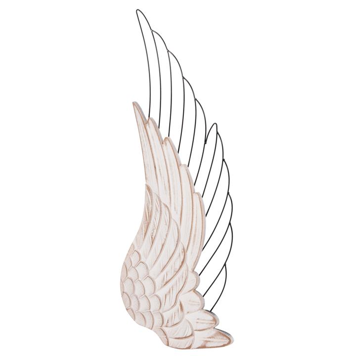 WALL DECORATION WINGS HM4223 MDF IN WHITE-BLACK METAL 39x1,5x92Hcm.