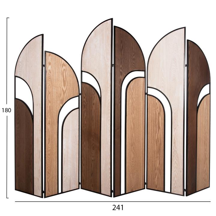 DIVIDER WITH 6 LEAFS CRYPT HM4221 MDF IN 4 COLORS-BLACK METAL FRAME 241x1,5x180Hcm.