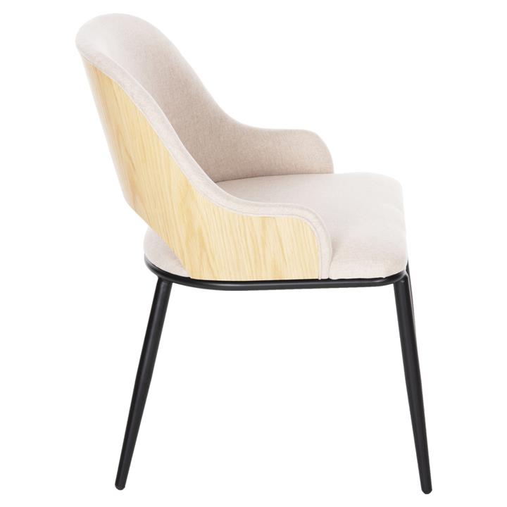 DINING CHAIR DELF HM9617.02 BEIGE FABRIC-BLACK METAL LEGS-WOODEN BACK IN OAK 48x55x76Hcm.