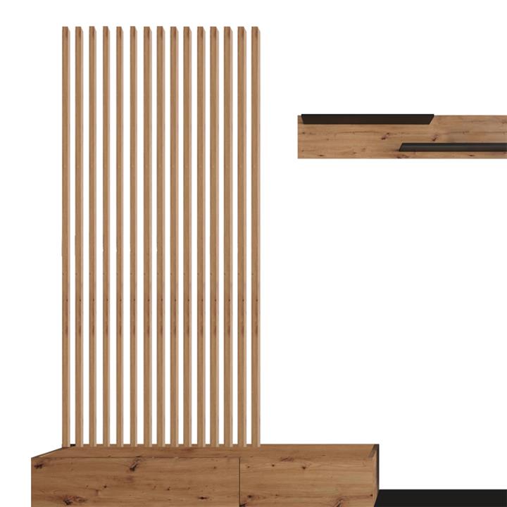 TV unit Litende pakoworld black-sonoma melamine 249.5x42x199.5cm