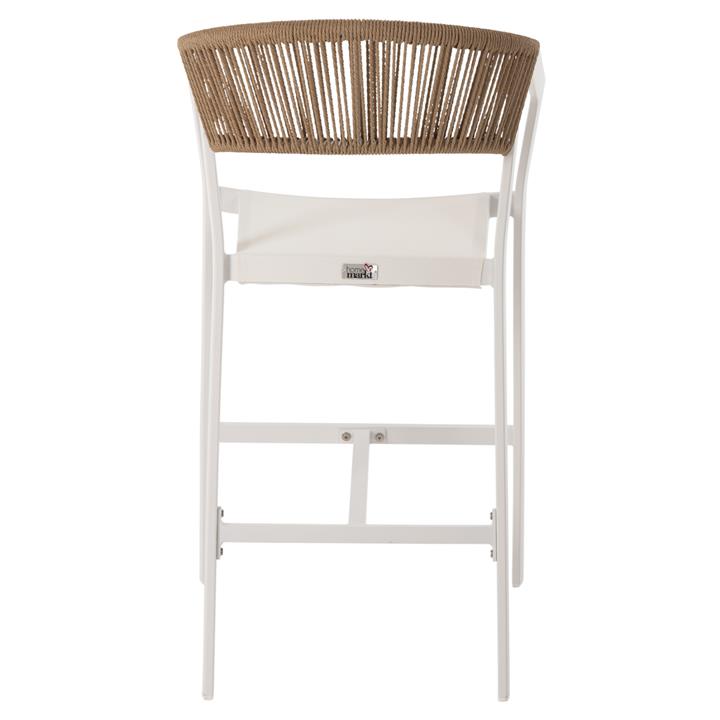 BAR STOOL ALUMINUM IN WHITE HM5892.32 MEDIUM HEIGHT WITH ARMS-RATTAN&TEXTLINE 57x57x99,5Hcm