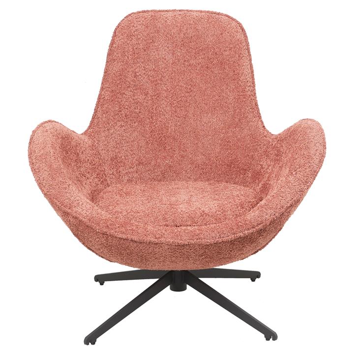 ARMCHAIR SWIVEL BRYNN HM9594.02 PINK BOUCLE FABRIC-BLACK METAL BASE 86x76x87Hcm.