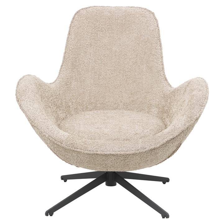 ARMCHAIR SWIVEL BRYNN HM9594.07 BEIGE BOUCLE FABRIC-BLACK METAL BASE 86x76x87Hcm.