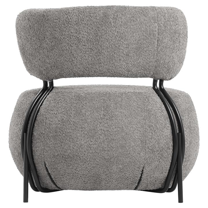 LOUNGE CHAIR ROUND SWIVEL KARSEN HM9598.01 GREY BOUCLE FABRIC 79x78,5x76Hcm.