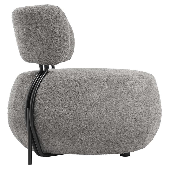 LOUNGE CHAIR ROUND SWIVEL KARSEN HM9598.01 GREY BOUCLE FABRIC 79x78,5x76Hcm.