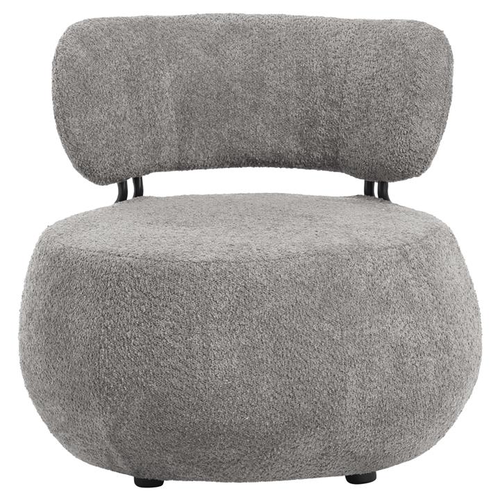 LOUNGE CHAIR ROUND SWIVEL KARSEN HM9598.01 GREY BOUCLE FABRIC 79x78,5x76Hcm.