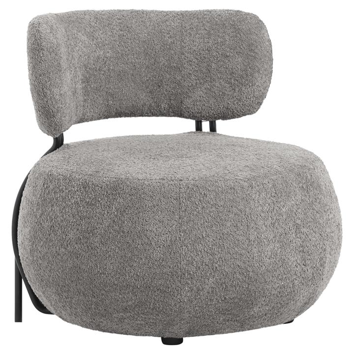 LOUNGE CHAIR ROUND SWIVEL KARSEN HM9598.01 GREY BOUCLE FABRIC 79x78,5x76Hcm.