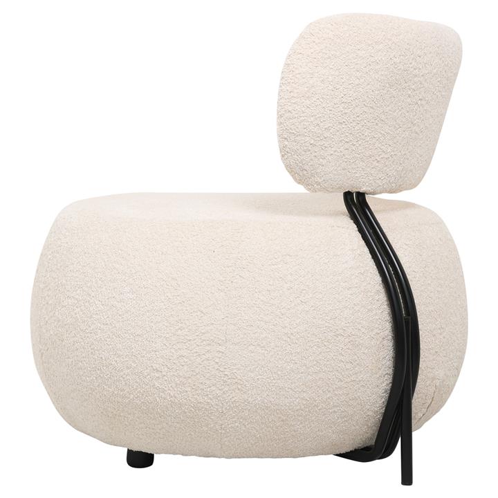 LOUNGE CHAIR SWIVEL ROUND KARSEN HM9598.06 ECRU BOUCLE FABRIC 79x78,5x76Hcm.