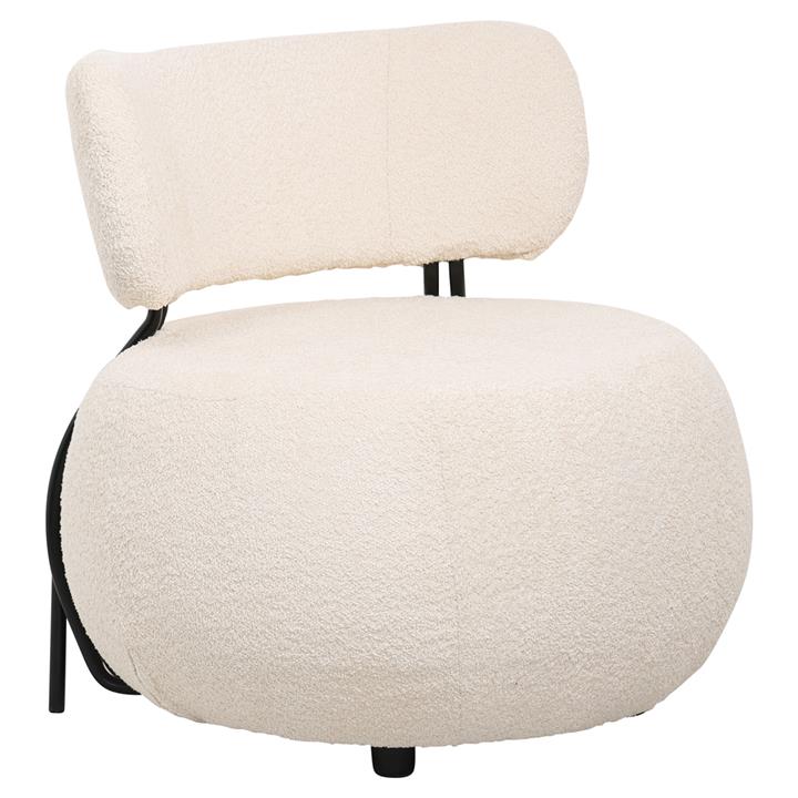 LOUNGE CHAIR SWIVEL ROUND KARSEN HM9598.06 ECRU BOUCLE FABRIC 79x78,5x76Hcm.
