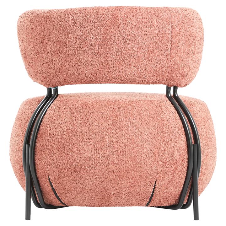 LOUNGE CHAIR ROUND SWIVEL KARSEN HM9598.02 PINK BOUCLE FABRIC 79x78,5x76Hcm.