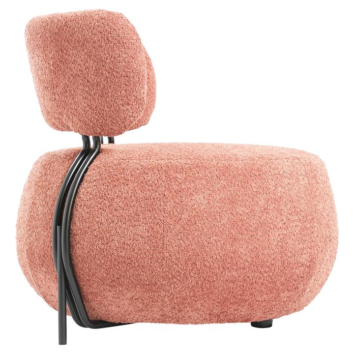LOUNGE CHAIR ROUND SWIVEL KARSEN HM9598.02 PINK BOUCLE FABRIC 79x78,5x76Hcm.