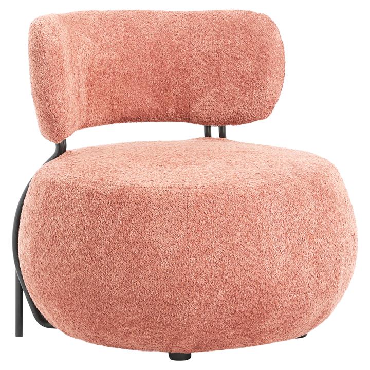 LOUNGE CHAIR ROUND SWIVEL KARSEN HM9598.02 PINK BOUCLE FABRIC 79x78,5x76Hcm.