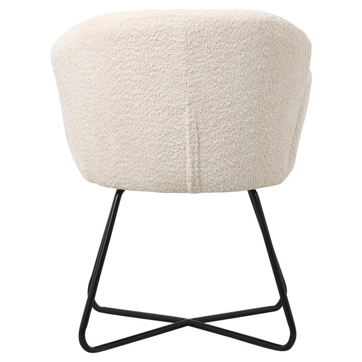 ARMCHAIR HARNIS HM9603.06 ECRU BOUCLE-BLACK METAL BASE 82x62x72Hcm.