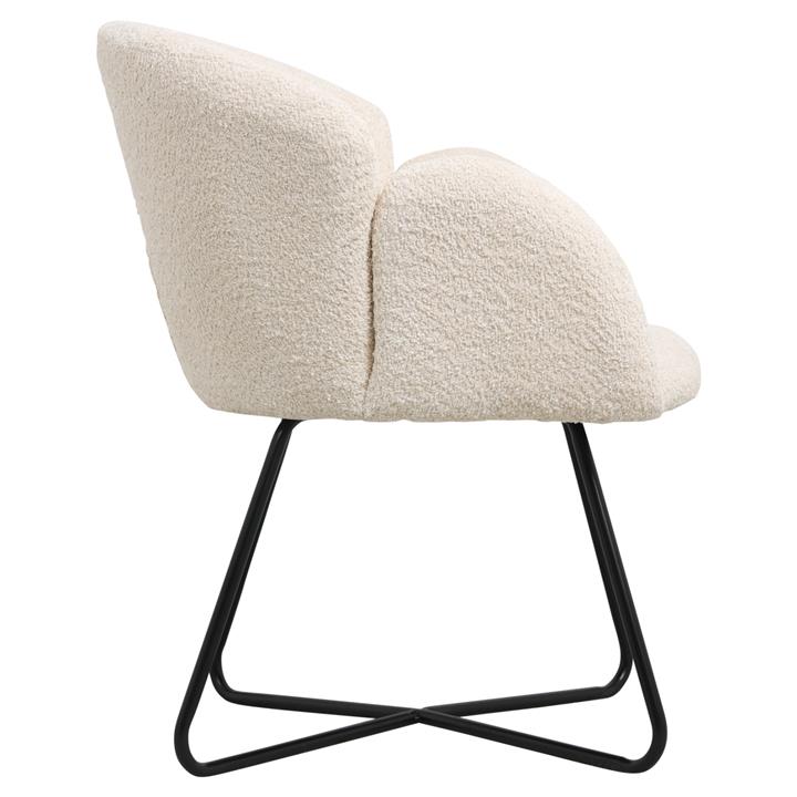ARMCHAIR HARNIS HM9603.06 ECRU BOUCLE-BLACK METAL BASE 82x62x72Hcm.