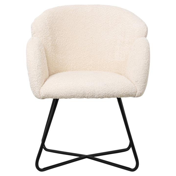 ARMCHAIR HARNIS HM9603.06 ECRU BOUCLE-BLACK METAL BASE 82x62x72Hcm.