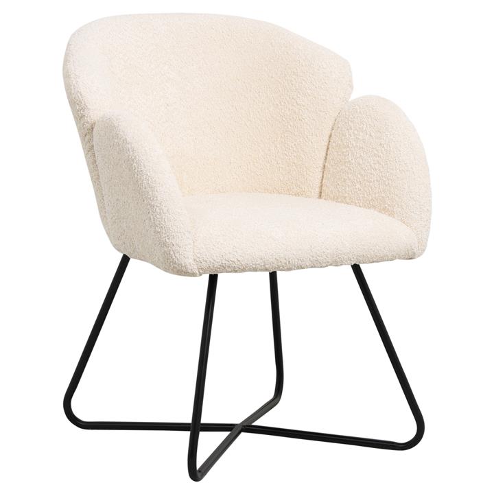 ARMCHAIR HARNIS HM9603.06 ECRU BOUCLE-BLACK METAL BASE 82x62x72Hcm.