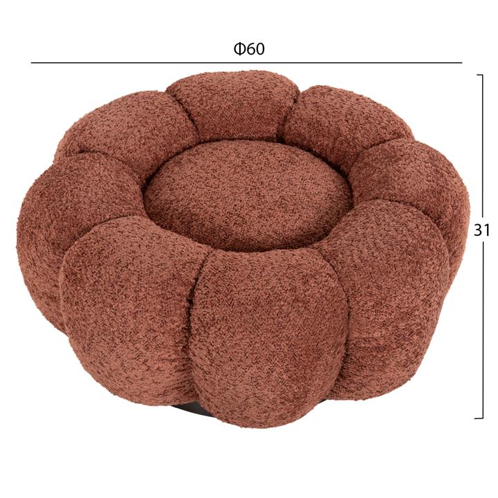 STOOL ROUND KRIPP HM9602.02 PINK BOUCLE-BLACK METAL BASE Φ60x31Hcm.